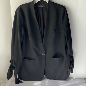 Halogen Women's Large  V neck Blazer 1 Button with  3/4 sleeve  Black